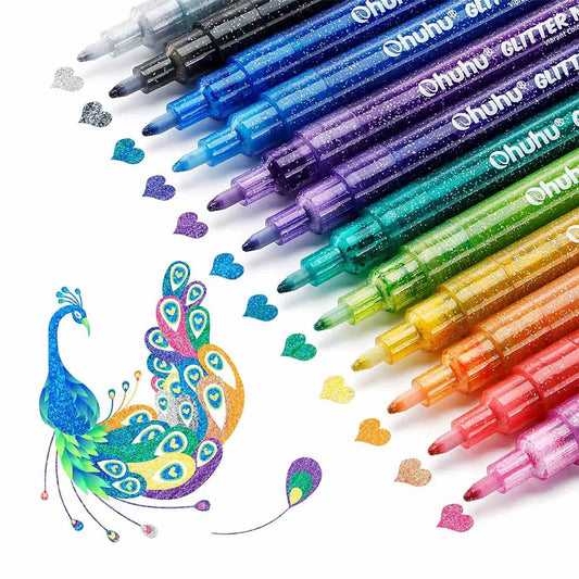 Marcadores Glitter Metálicos Ohuhu 12 Colores
