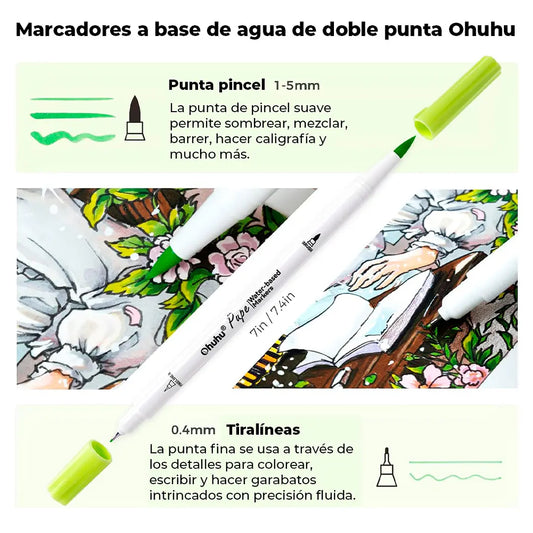 Set Ohuhu "Pupe" marcadores al agua Paper Friendly 60 Colores