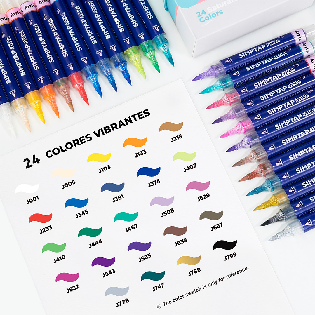 Set Marcadores Acrílicos Arrtx Simptap 24 Colores