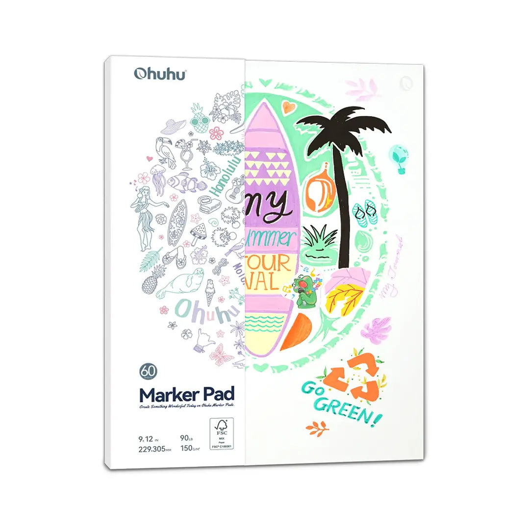 SKETCHBOOK BLOCK PARA MARCADORES DE ALCOHOL "Marker Pad" OHUHU (22.9 x30.5cm, 60 hojas 150g)