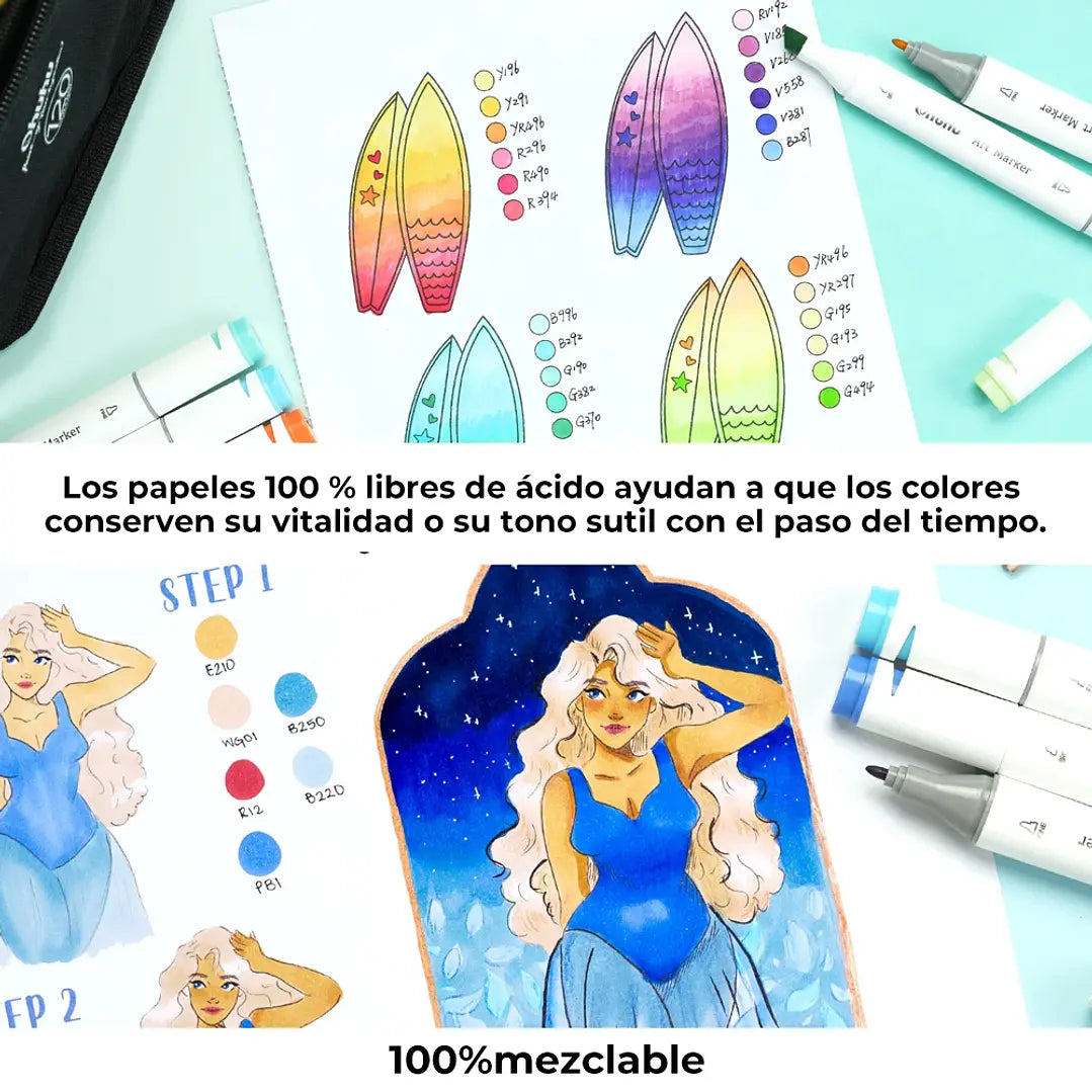 SKETCHBOOK BLOCK PARA MARCADORES DE ALCOHOL "Marker Pad" OHUHU (22.9 x30.5cm, 60 hojas 150g)