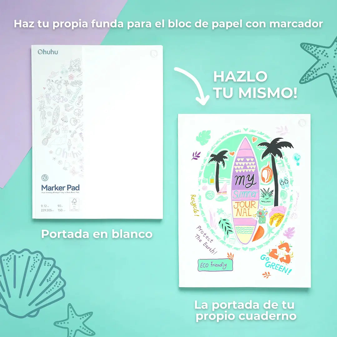 SKETCHBOOK BLOCK PARA MARCADORES DE ALCOHOL "Marker Pad" OHUHU (22.9 x30.5cm, 60 hojas 150g)