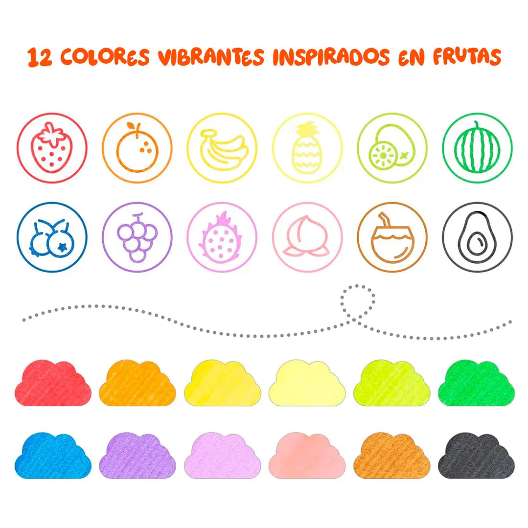 Marcadores para niños lavables Kainani 12 colores Punta cono y estampa