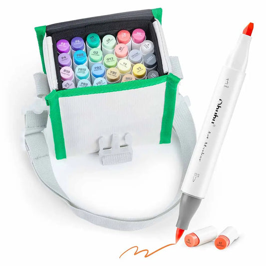 Set de marcadores Ohuhu base alcohol 24 colores + blender