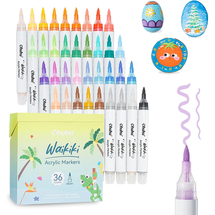 OHUHU - SET DE MARCADORES ACRILICOS WAIKIKI 36 COLORES