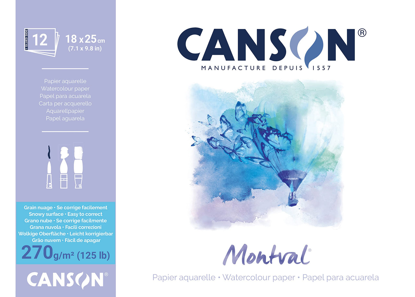 Block de Acuarela Canson Montval Grano Nube 270 g/m2 (18cm x 25cm)