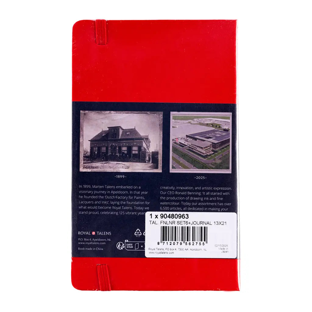 Libreta Royal Talens Roja 13x21 cm Líneas + Set de 6 Tiralíneas