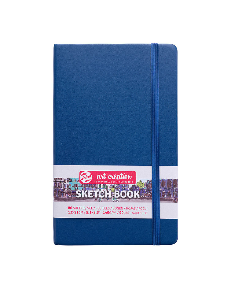 Cuaderno Vertical color azul marino con hojas blancas de 13cm x 21cm