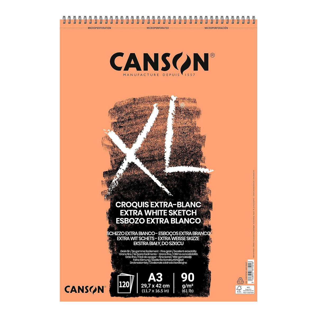 Croquera de Bocetos Extra Blanca Canson XL Croquis Extra-Blanc 90 g/m2