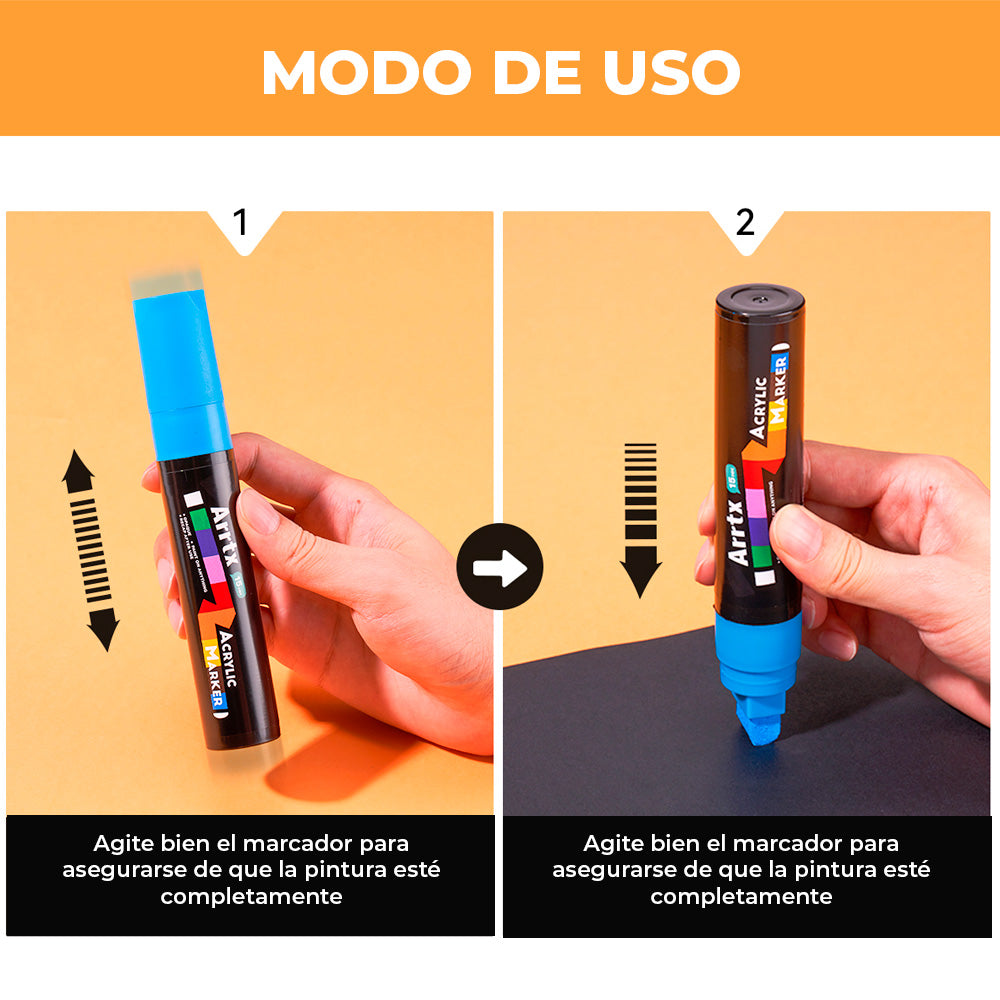 Arrtx marcadores acrilicos punta JUMBO 10 colores 15mm