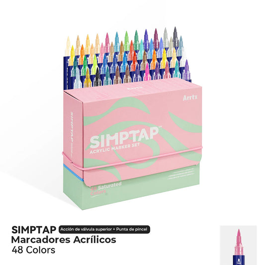 Marcadores acrilicos punta pincel Arrtx SIMPTAP 48 colores saturados