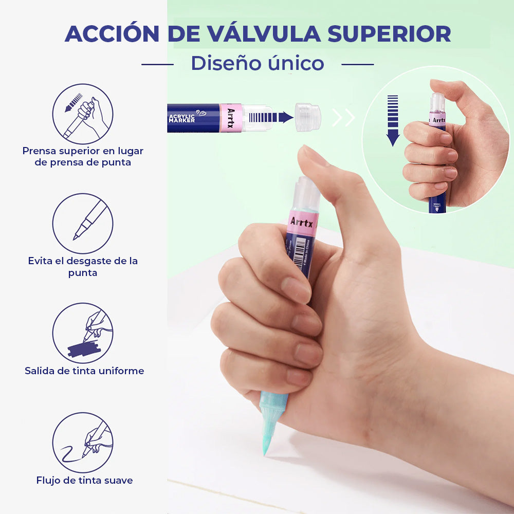 Marcadores acrilicos punta pincel Arrtx SIMPTAP 48 colores saturados