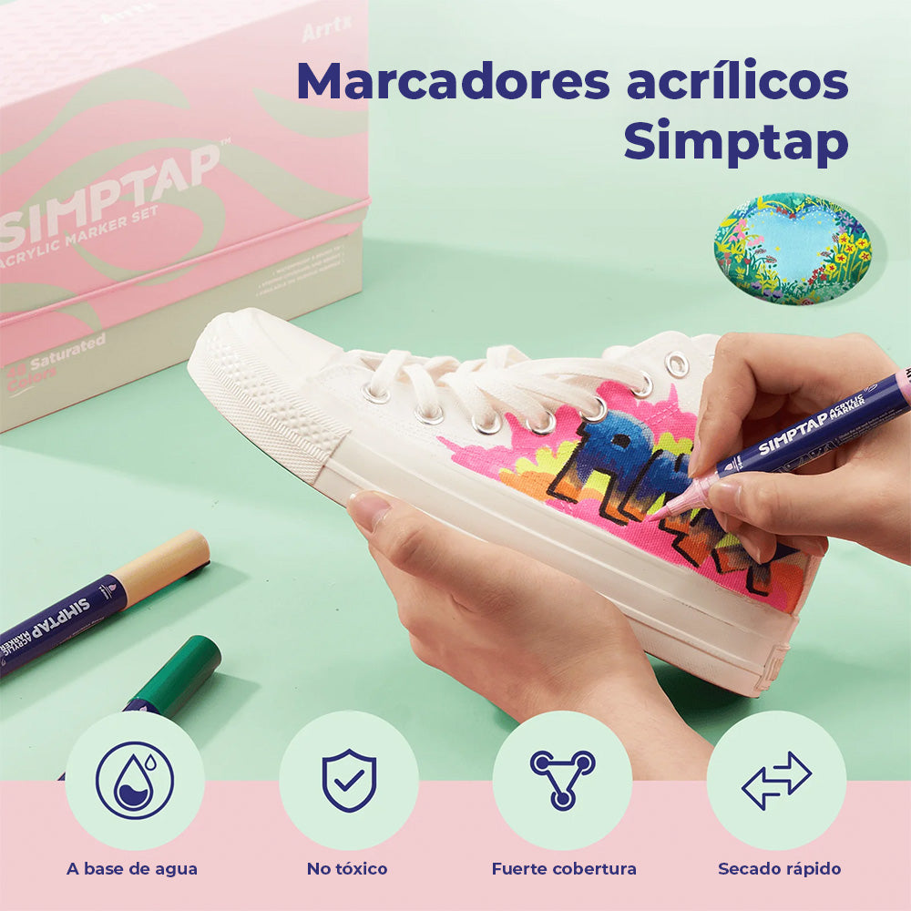 Marcadores acrilicos punta pincel Arrtx SIMPTAP 48 colores saturados