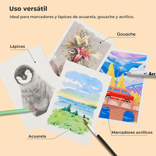 ARRTX Cuaderno De Bocetos Para Acuarela 100% Algodón