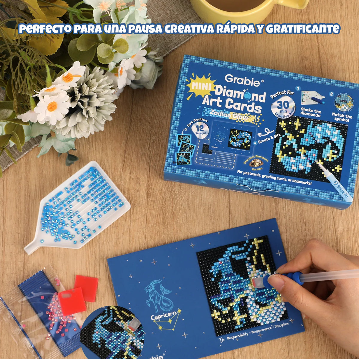 KIT DE MINI TARJETAS DE ARTE CON DIAMANTES - ZODIAC GLOW