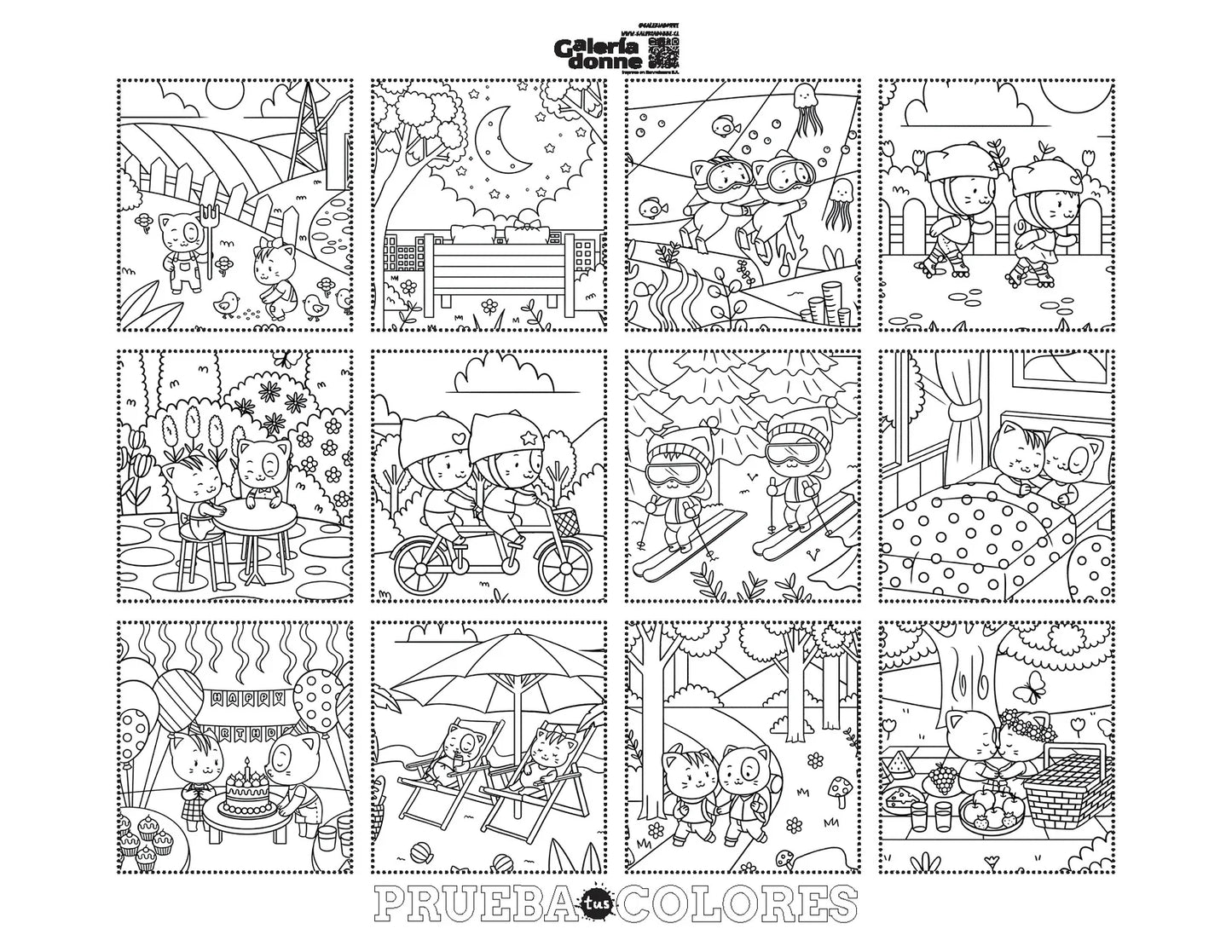 Libro para colorear "Gatitos in love" por Alejandra Lopez