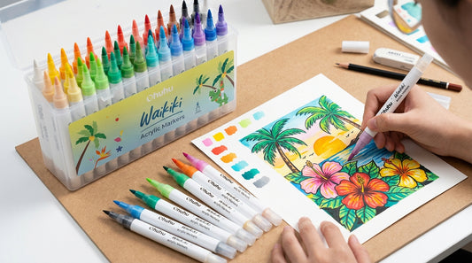 OHUHU - SET DE MARCADORES ACRILICOS WAIKIKI 36 COLORES
