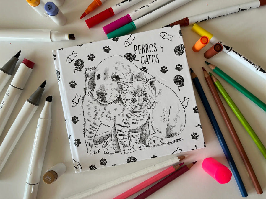 Libro para colorear "Gatos y Perros" por Cata Fuenzalida