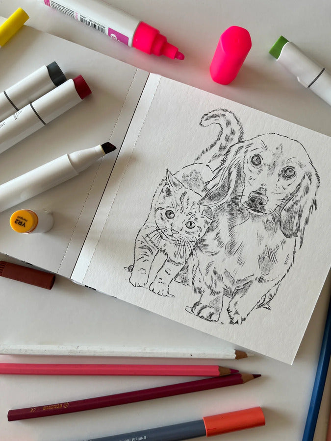 Libro para colorear "Gatos y Perros" por Cata Fuenzalida