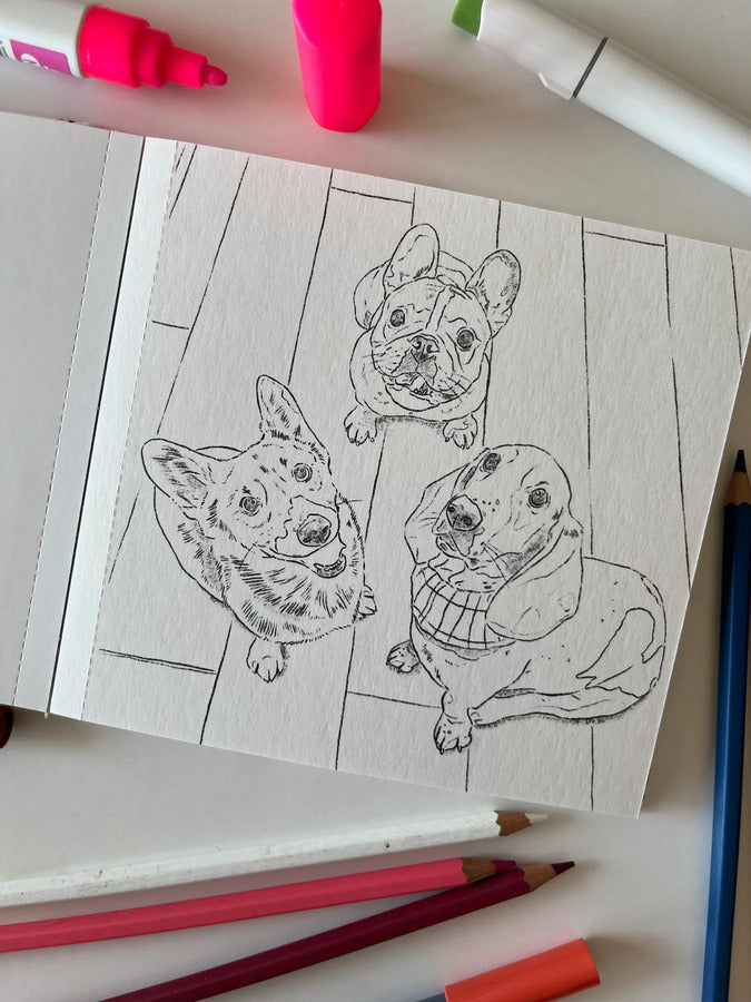 Libro para colorear "Gatos y Perros" por Cata Fuenzalida
