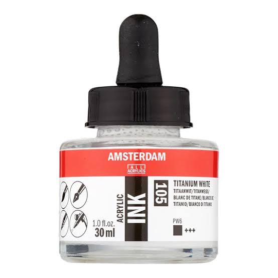 Tinta acrílica Ámsterdam Blanco Titanio 105 frasco 30 ml