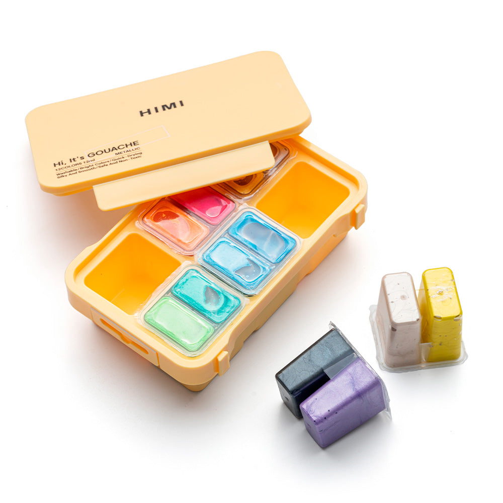 Set de pintura gouache 12 colores metalizados 12ml