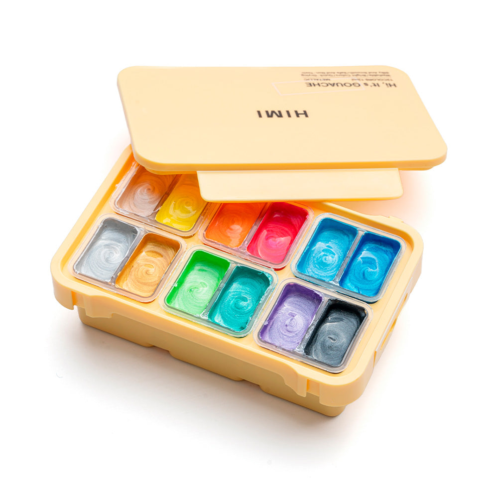 Set de pintura gouache 12 colores metalizados 12ml