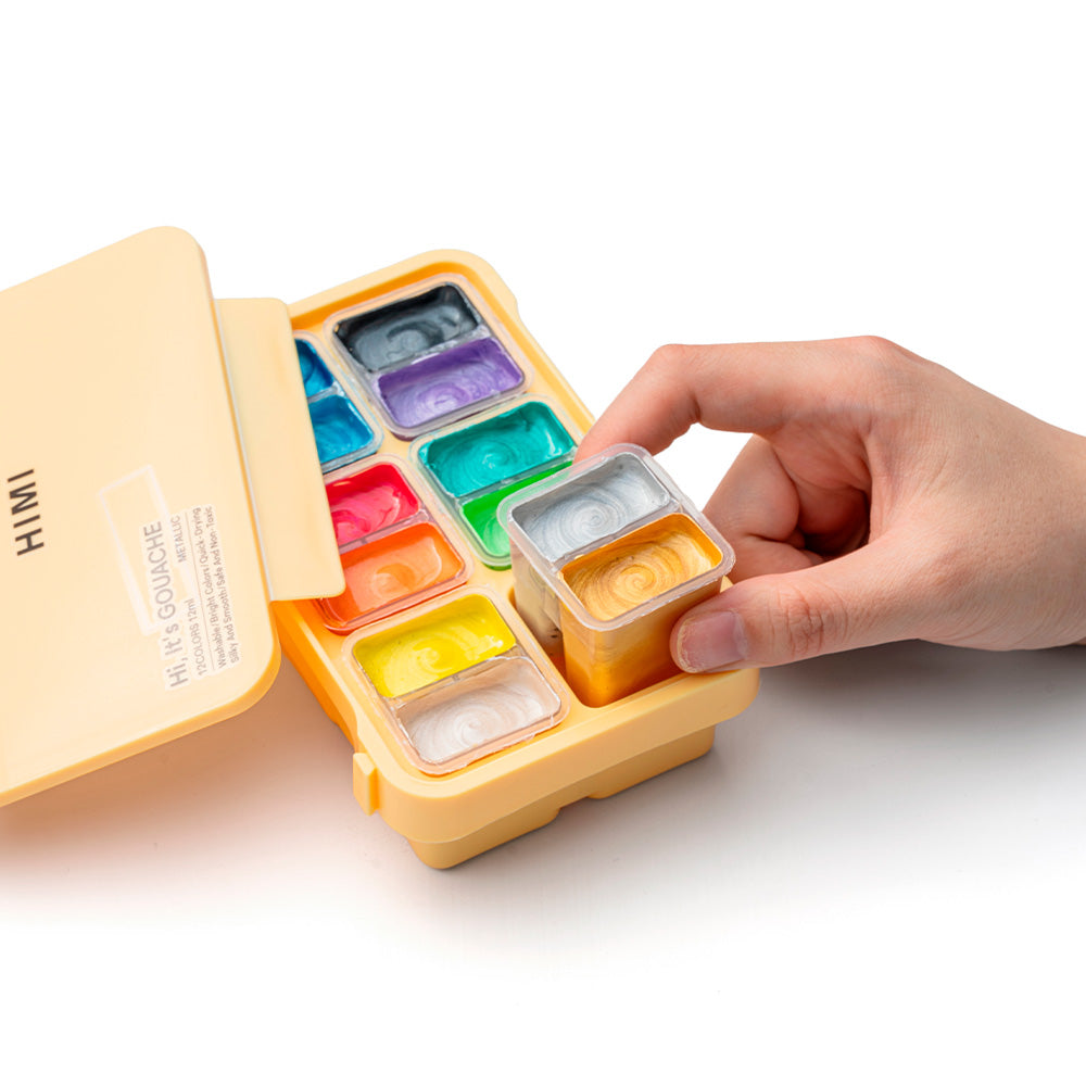 Set de pintura gouache 12 colores metalizados 12ml
