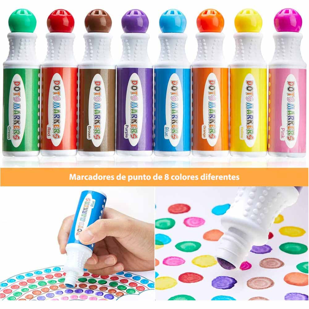 OHUHU 8 MARCADORES DE PUNTOS LAVABLES PARA NIÑOS
