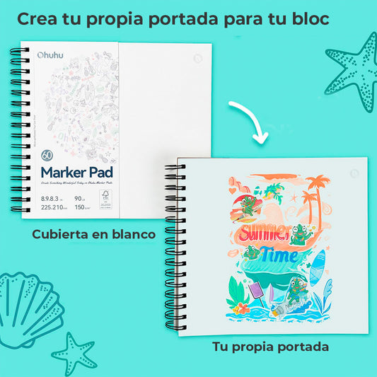 OHUHU BLOCK PARA MARCADORES CON ANILLADO EN ESPIRAL (22.5 X 21 60 HOJAS 150g)
