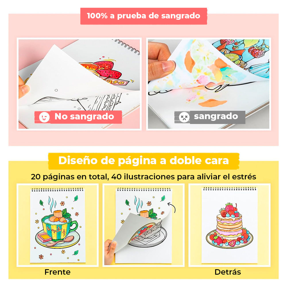 OHUHU LIBRO PARA COLOREAR DOBLE CARA ENJOY THE SWEET MOMENT
