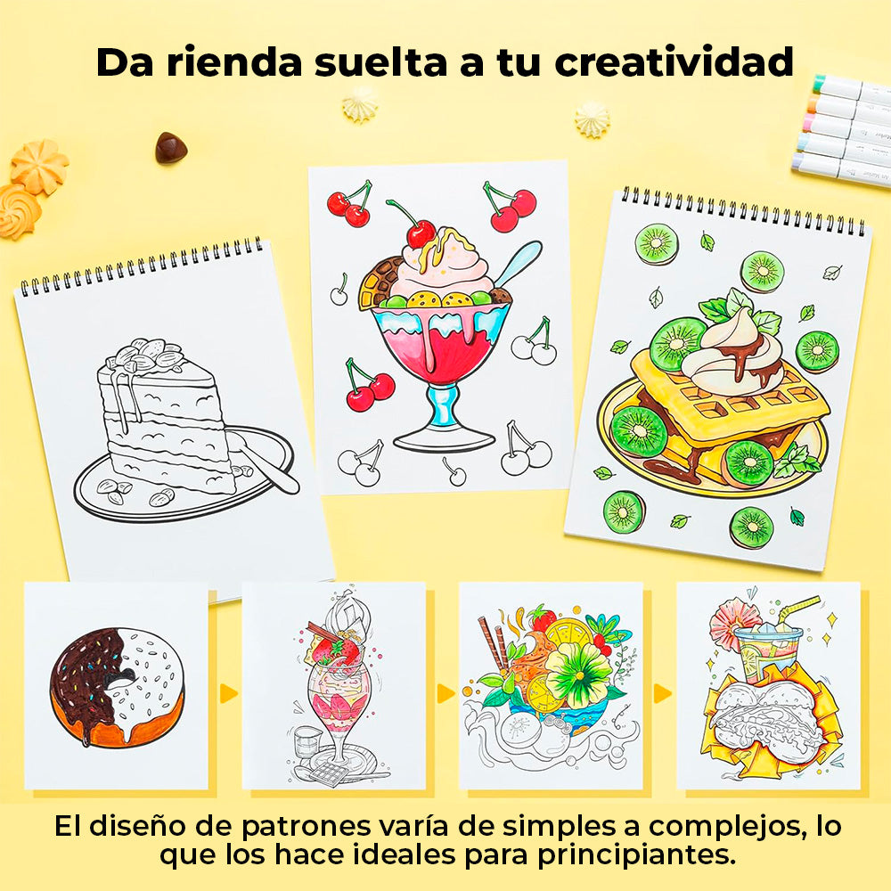 OHUHU LIBRO PARA COLOREAR DOBLE CARA ENJOY THE SWEET MOMENT