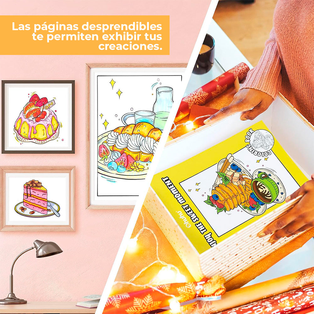 OHUHU LIBRO PARA COLOREAR DOBLE CARA ENJOY THE SWEET MOMENT