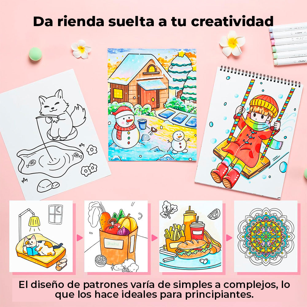 OHUHU LIBRO PARA COLOREAR DOBLE CARA MY SIMPLE PLEASURE