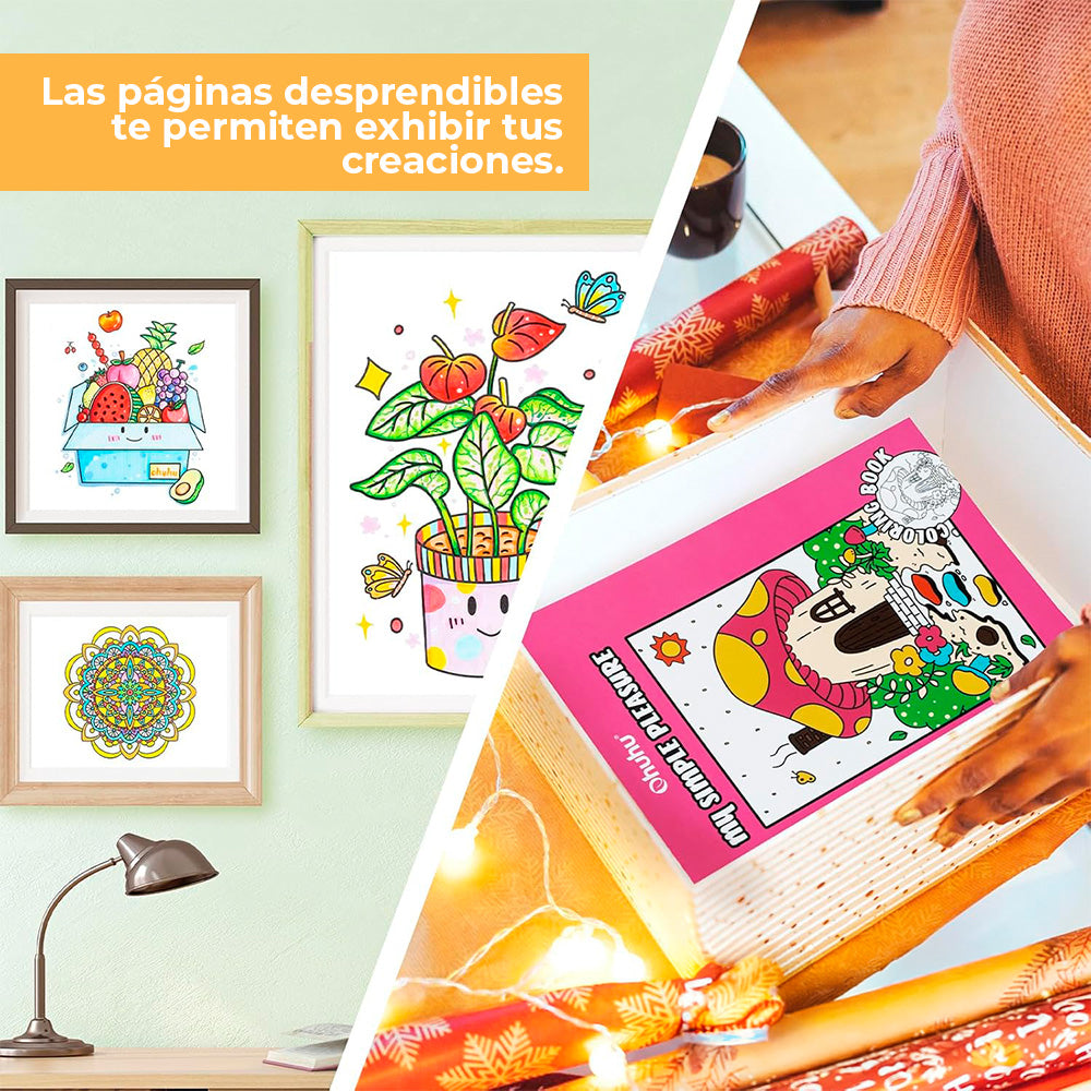 OHUHU LIBRO PARA COLOREAR DOBLE CARA MY SIMPLE PLEASURE