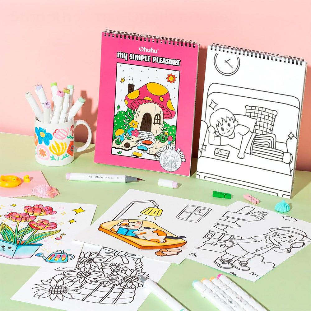 OHUHU LIBRO PARA COLOREAR DOBLE CARA MY SIMPLE PLEASURE