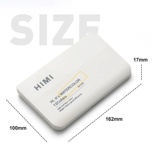 Set Acuarela Metalizada Himi 12 colores + pincel | Silver/Plata