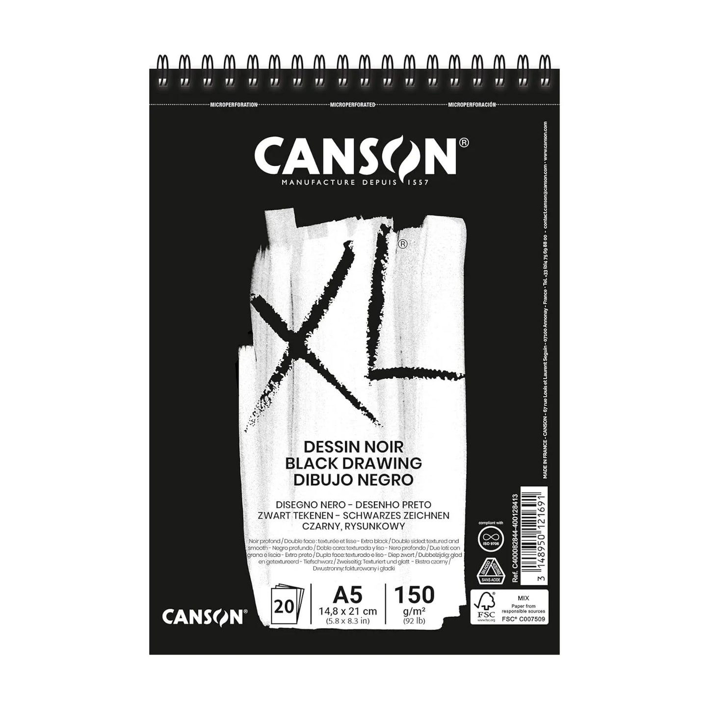 Croquera Hoja Negra Canson XL Dessin Noir 150 g/m2