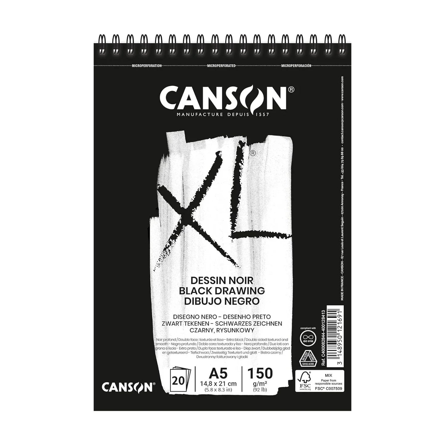 Croquera Hoja Negra Canson XL Dessin Noir 150 g/m2