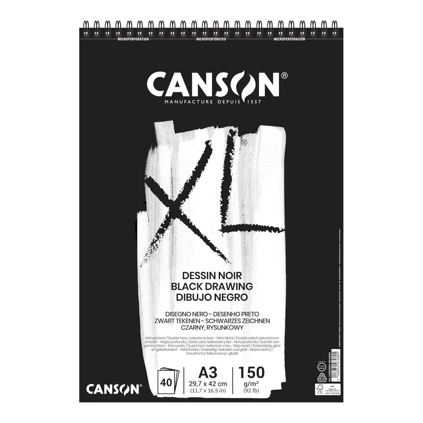 Croquera Hoja Negra Canson XL Dessin Noir 150 g/m2