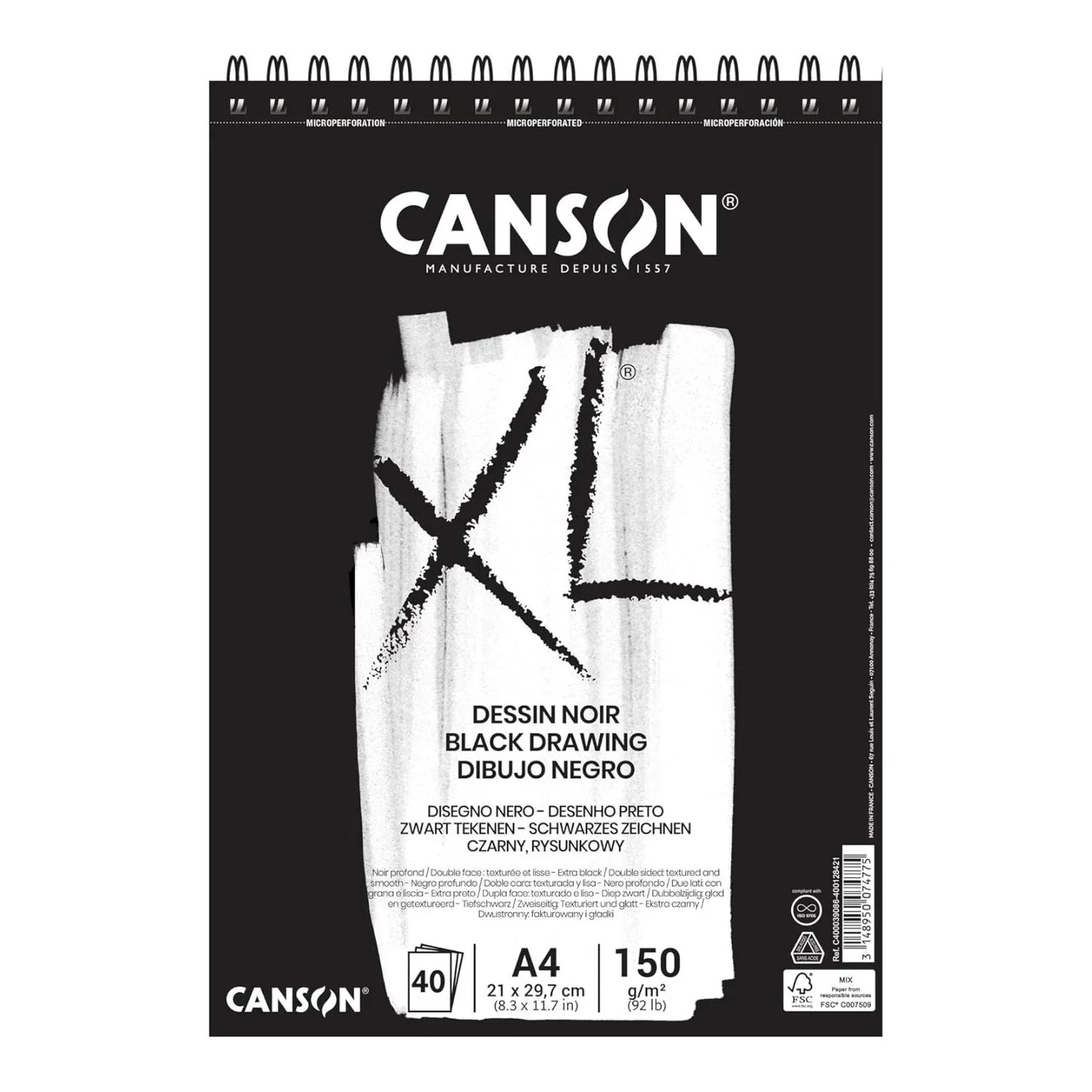 Croquera Hoja Negra Canson XL Dessin Noir 150 g/m2
