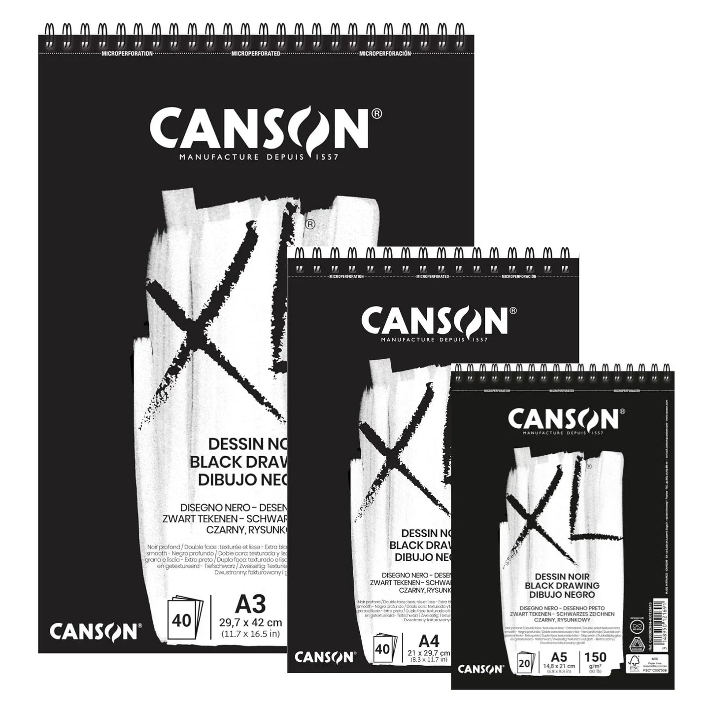 Croquera Hoja Negra Canson XL Dessin Noir 150 g/m2