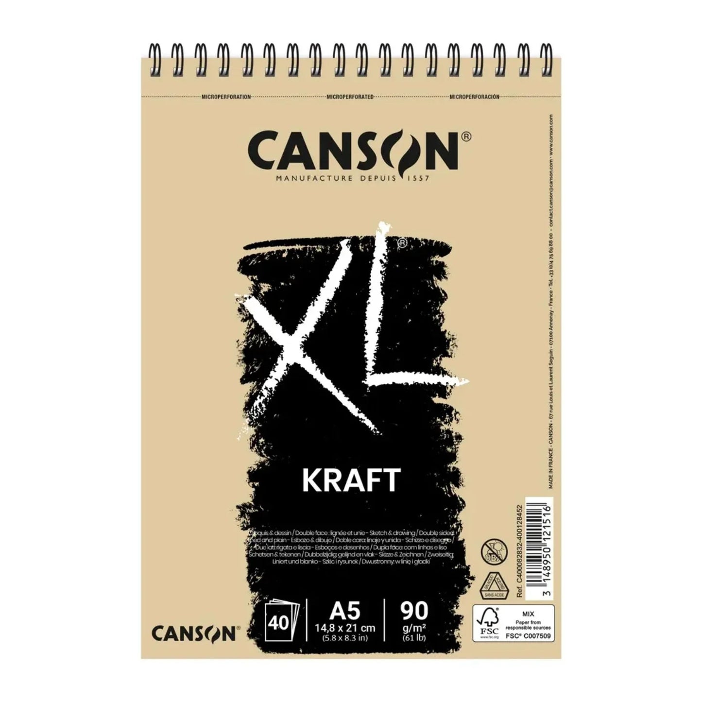 Croquera Papel Craft Canson XL Kraft 90 g/m2