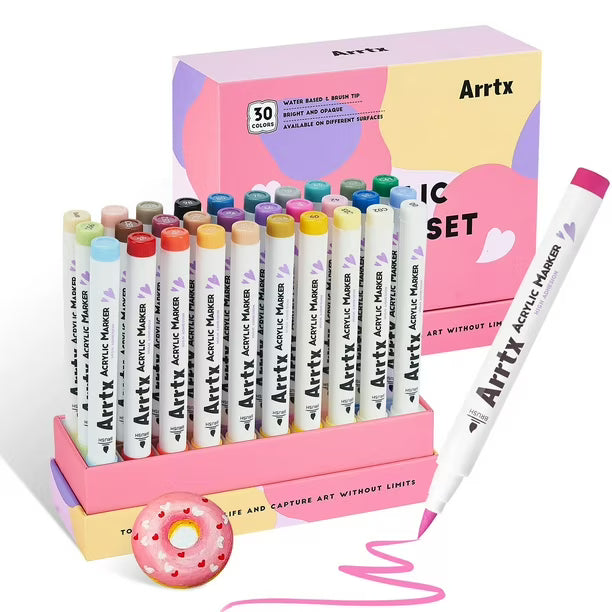 Arrtx 30 Marcadores Acrílicos Punta Pincel 30D