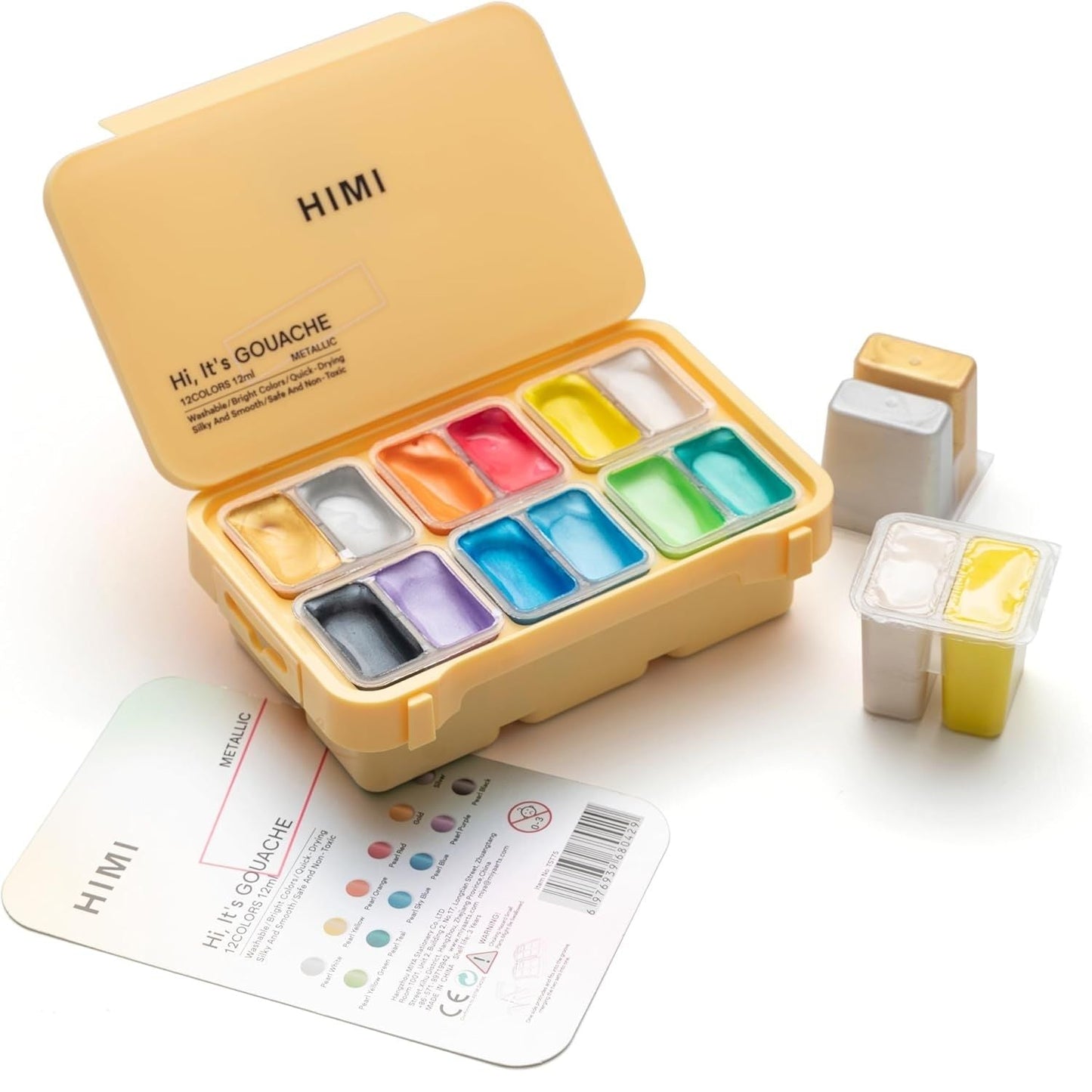 Pintura Hi, It's Gouche 12 colores metalicos 12ml HIMI
