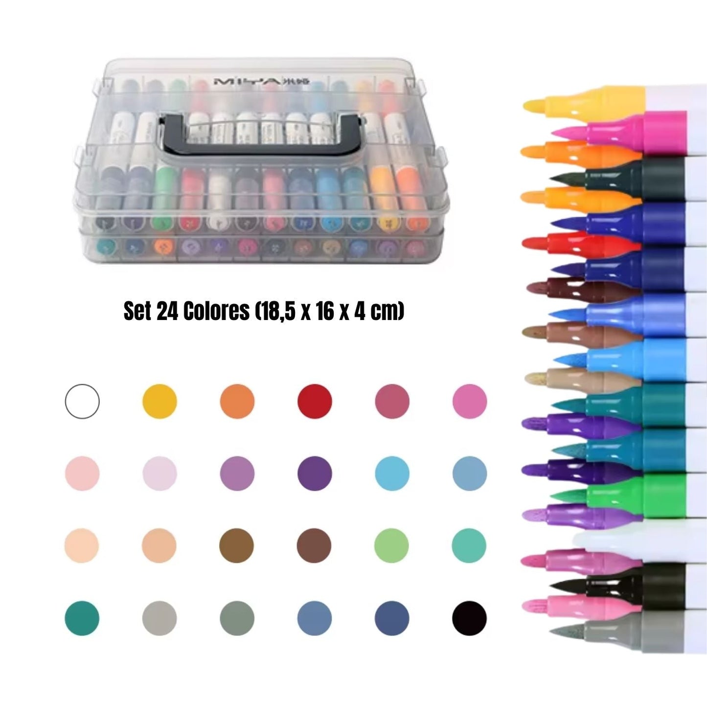 Set Marcadores Acrílicos MIYA 24 Colores