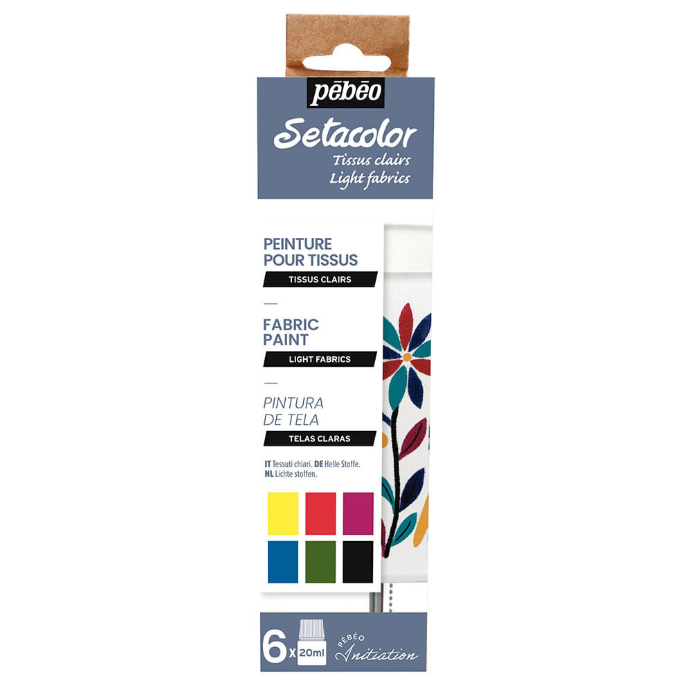 Set Pintura de Tela para Telas Claras 6 Colores 20ml Pebeo Setacolor