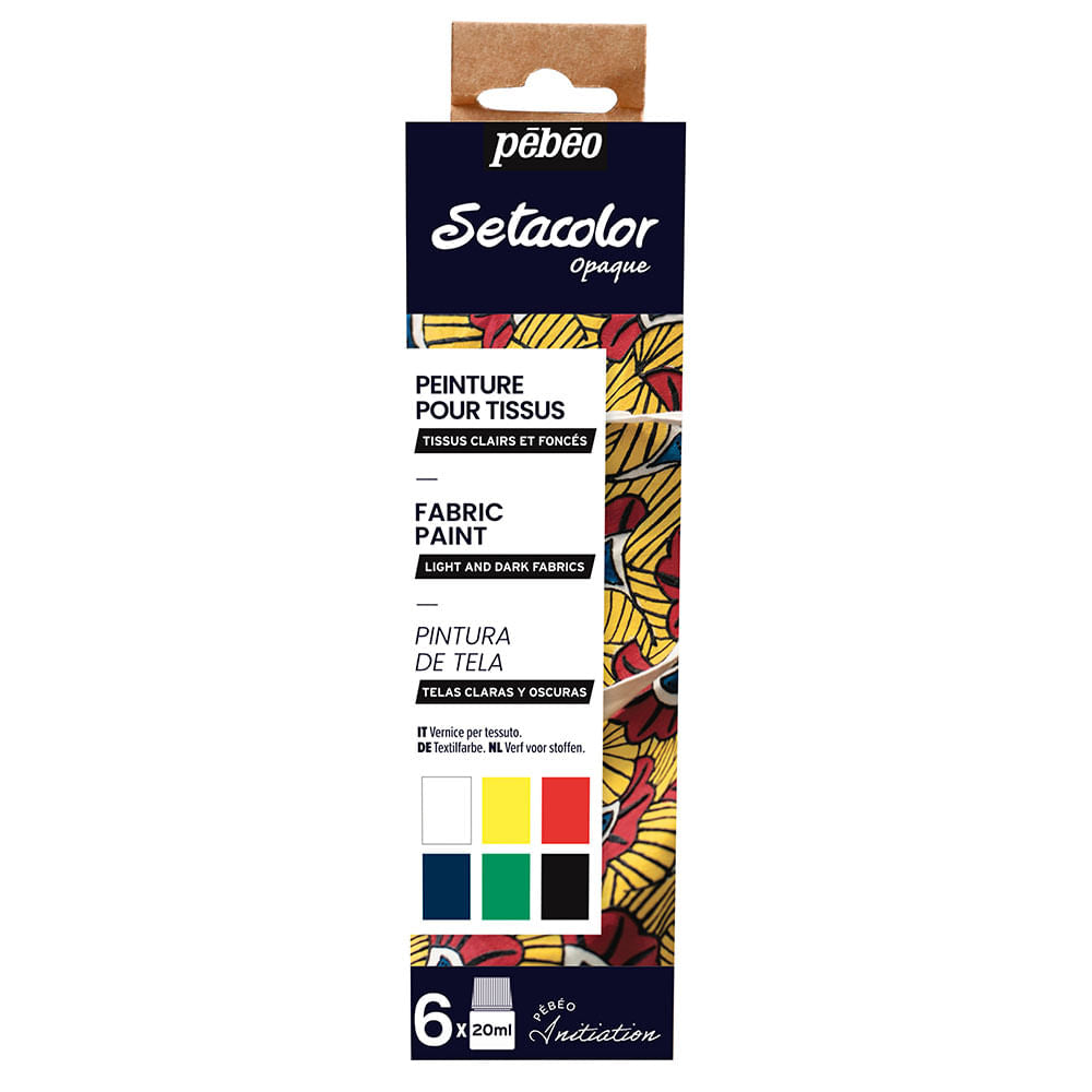 Set Pintura de Tela para Telas Oscuras 6 Colores 20ml Pebeo Setacolor