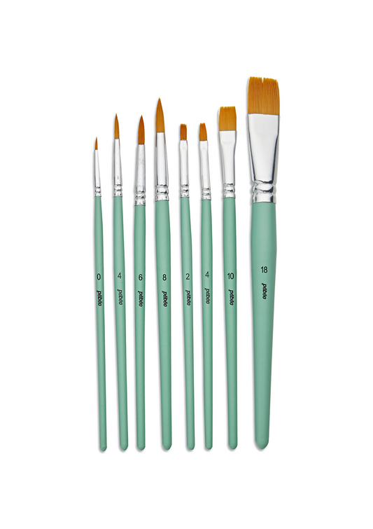 Pinceles Pebeo Acrílico Fluido Set 8 Redondos y Planos