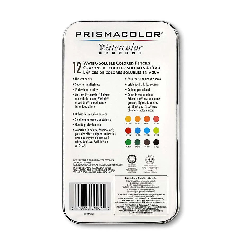 Prismacolor Premier Watercolor - Set de 12 Lápices Acuarelables de Grado Profesional